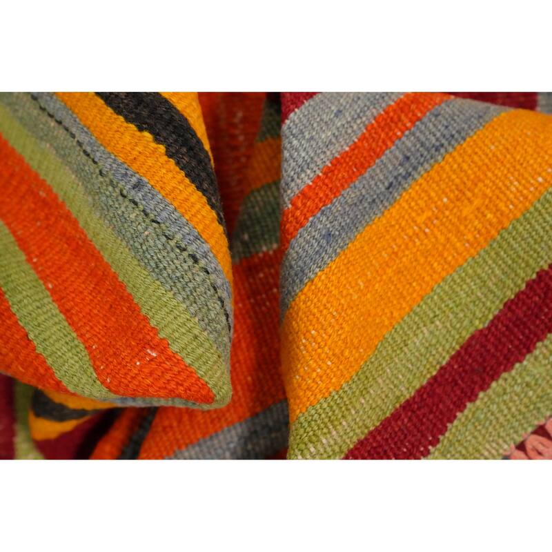 Hand Woven Oriental 100% Wool Carpet Southwestern Geometric Multi-Colored Kilim Area Rug - 8' 4'' X 5' 5''