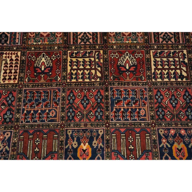 Hand Knotted Oriental 100% Wool Carpet Traditional Geometric Multi-Colored Bakhtiari Area Rug - 9' 1'' X 7' 0''