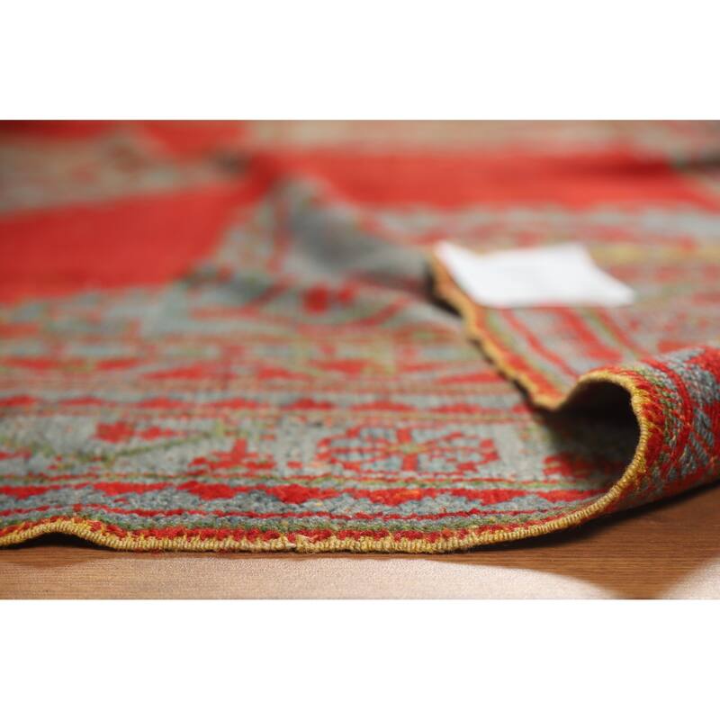 Vegetable Dye Oushak Turkish Antique Area Rug Handmade Wool Carpet - 7'3" x 9'9"