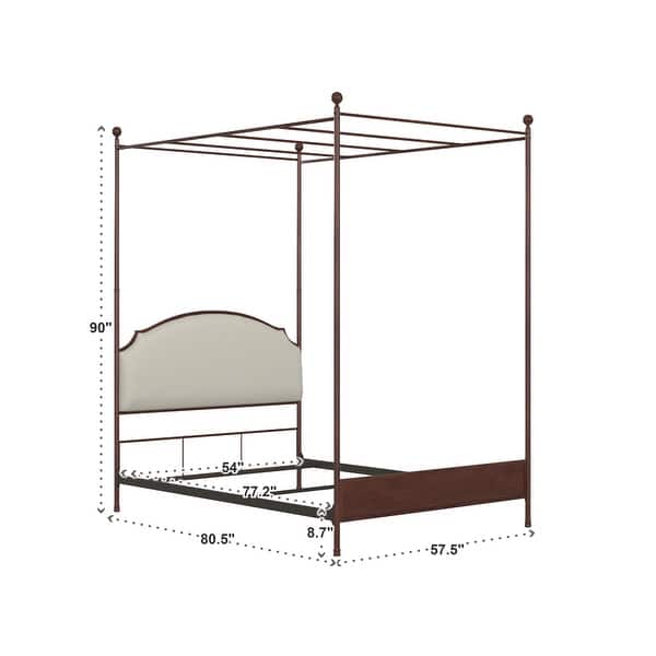 dimension image slide 2 of 4, Andover Cream Linen Canopy Poster Bed by iNSPIRE Q Classic