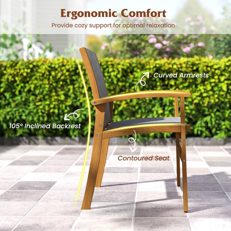 Gymax 9-Piece Acacia Wood Outdoor Dining Set for 6-8 w/ 1.97''