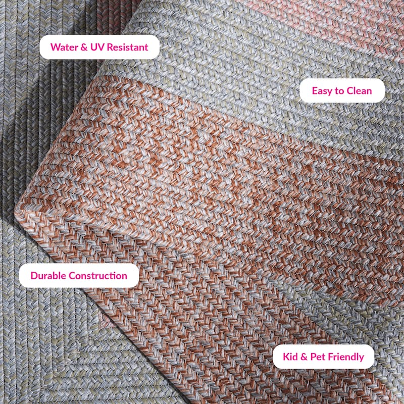 SAFAVIEH Handmade Braided Ecenur Indoor/Outdoor Machine Washable Rug - 2' x 3' - Brown/Grey Pink