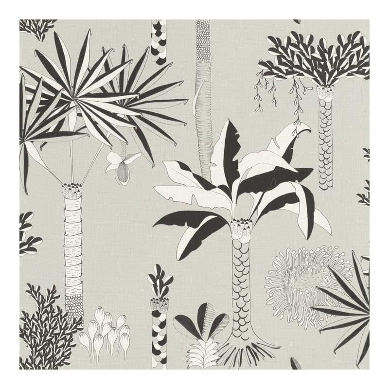 Rasch Sanjay Grey Tropical Grove Wallpaper - 20.5 x 396 x 0.025