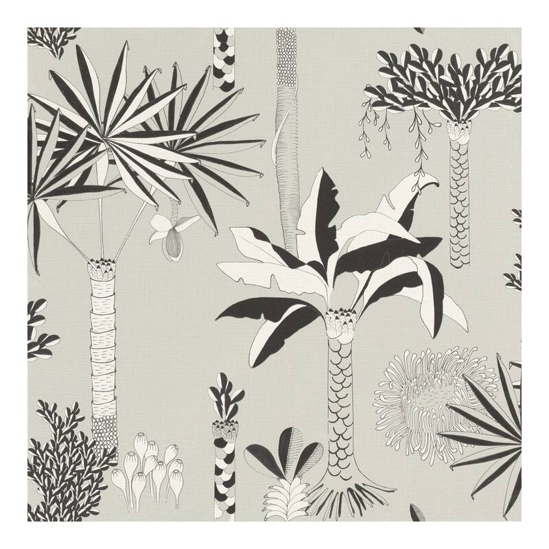 Rasch Sanjay Grey Tropical Grove Wallpaper - 20.5 x 396 x 0.025
