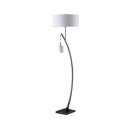 59 Inch Arc Floor Lamp with Fabric Drum Shade Modern