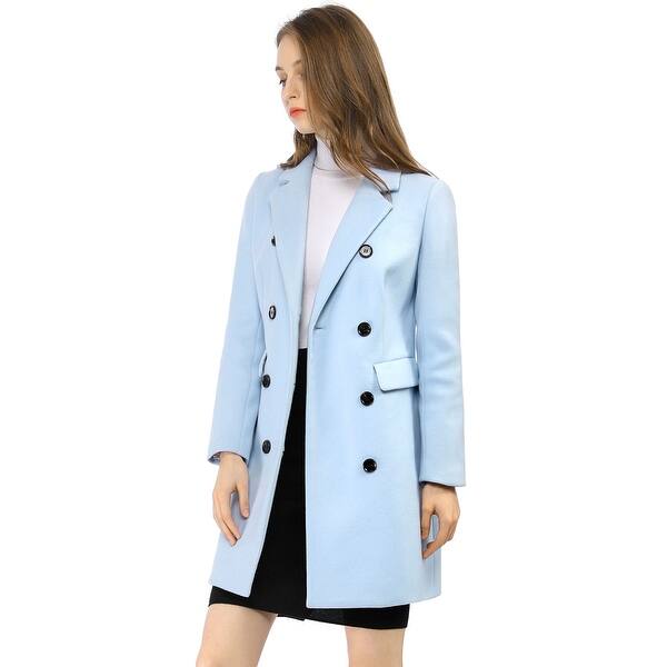 Itemnew Womens Elegant Notched Lapel Double Breasted Knee Length Woolen Coat Jacket
