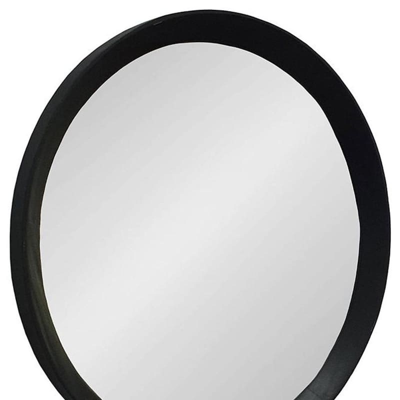 HomeRoots 20" Black Round Wood Framed Accent Mirror - 19.8' X '19.7' X '2.8
