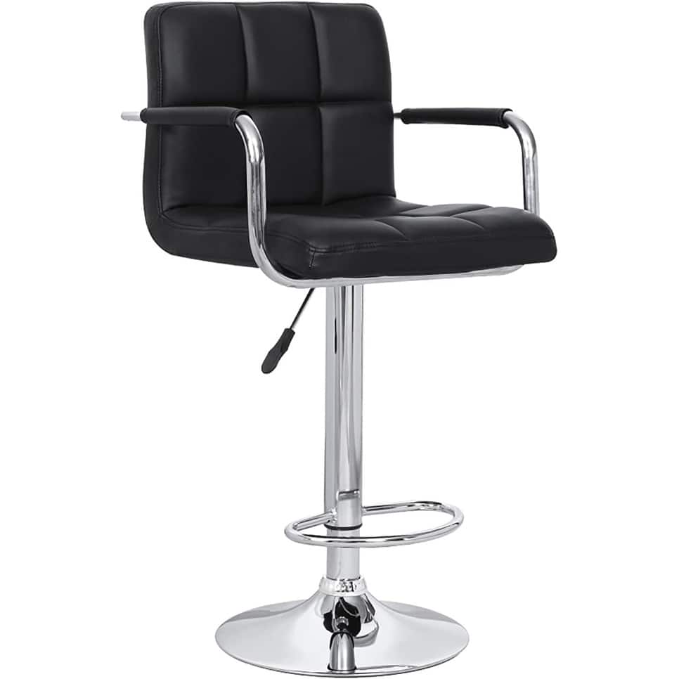 Contemporary Adjustable Swivel Arm Bar Stool with Cushion