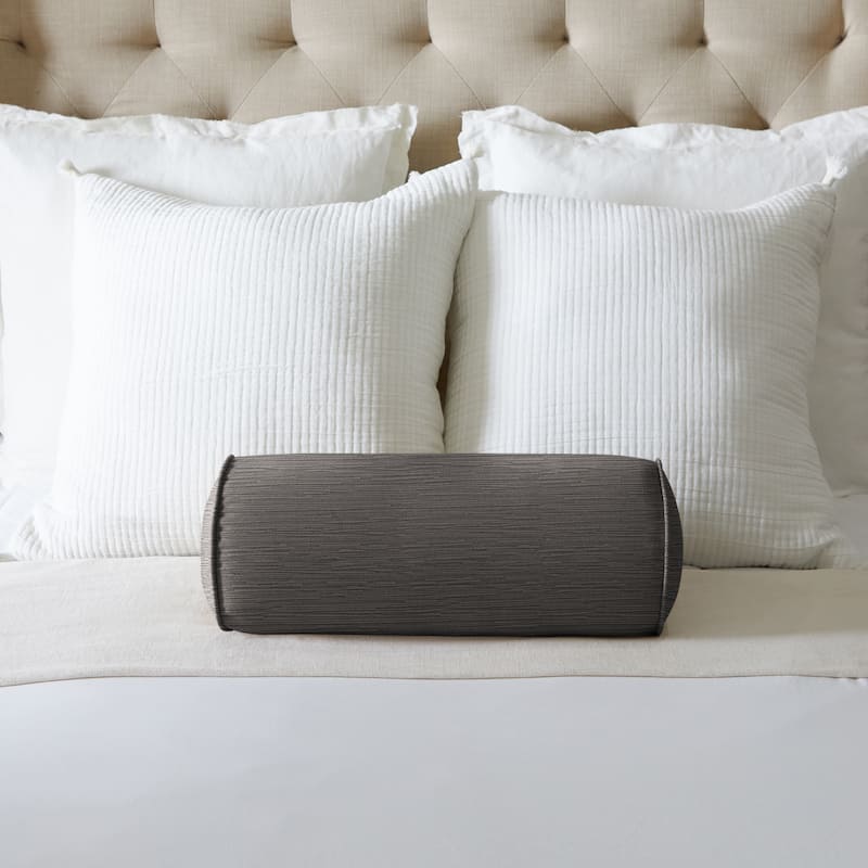 Sorra Home Velvet Bolster Pillow - 20 in x 8 in x 8 in - Steel