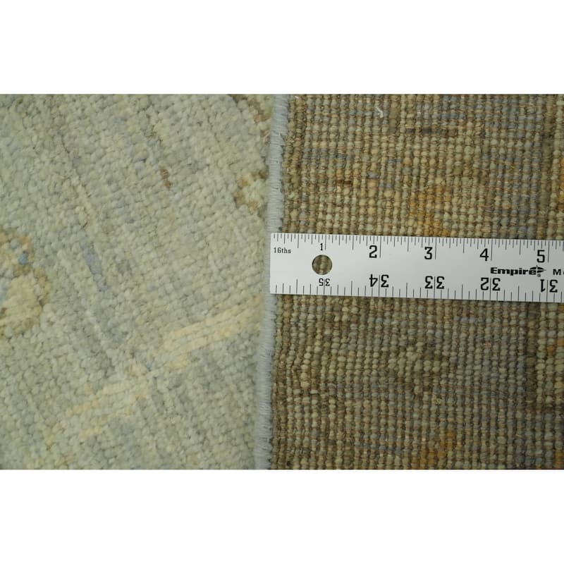 Vegetable Dye Wool Oushak Turkish Runner Rug, Floral Geometric Carpet - 11' 7'' X 2' 9''