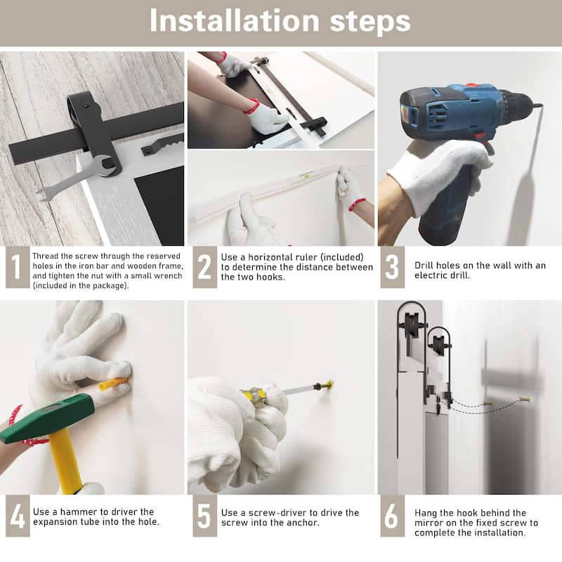 Farmhouse Barn Door Solid Wood Frame Bathroom Vanity Wall Mirror