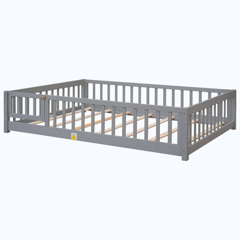 Durable Floor Platform Bed with Fence