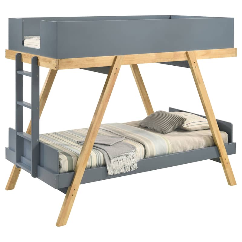 Frankie Twin Over Twin Bunk Bed with 7-inch Mattresses - Van Courtland Blue