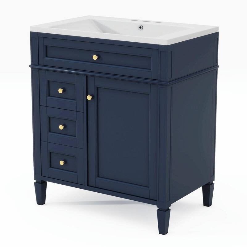 30'' Modern Bathroom Vanity with Top Sink, 2 Drawers and Tip-out Drawer