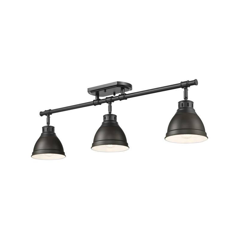 Yep by Golden Lighting Duncan 3-light Semi-Flush Mount in Matte Black and Rubbed Bronze shade - Matte Black - 3-Light Semi-flush