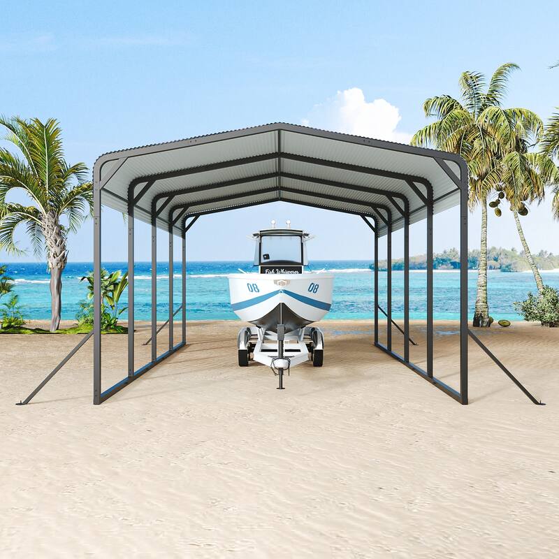 GDF Studio - Ironhaven Industrial 12 x 20 FT Metal Carport
