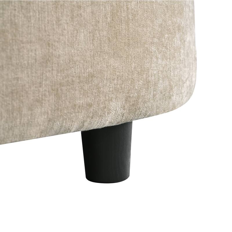 55" Champagne Chenille Chaise Lounge Sofa Bed with Tufted Seat and Detachable Pillows