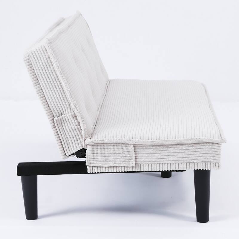 This 66-inch corduroy sofa bed can switch between the two comfortable forms