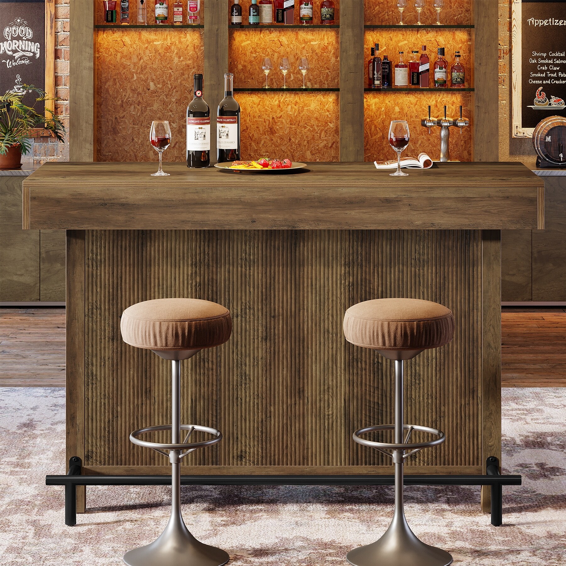 57.5'' Bar Table Home Bar Unit Counter Height Pub Table with