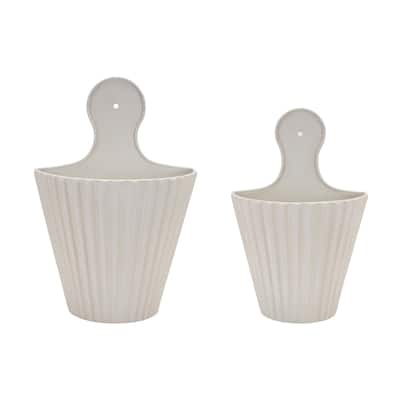 Ribbed Metal Wall Pocket (Set of 2)