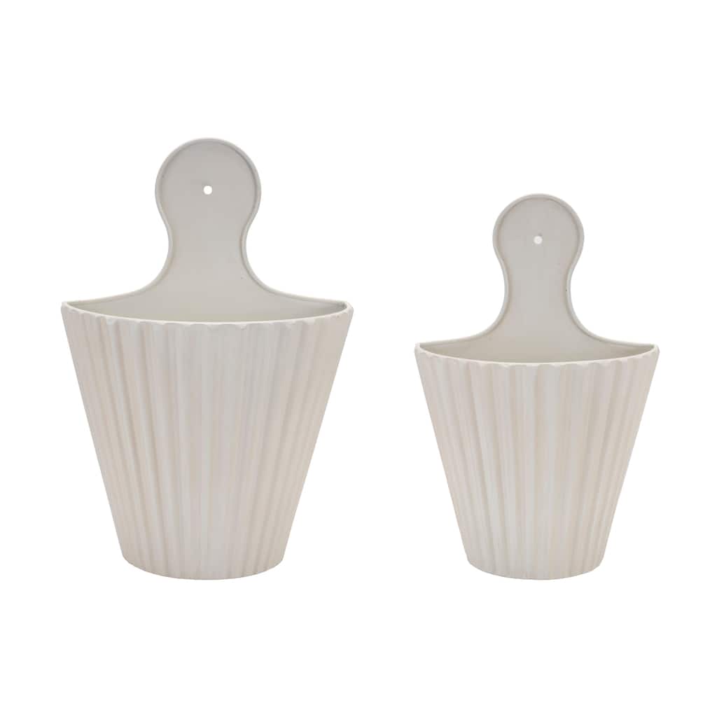 Ribbed Metal Wall Pocket (Set of 2)