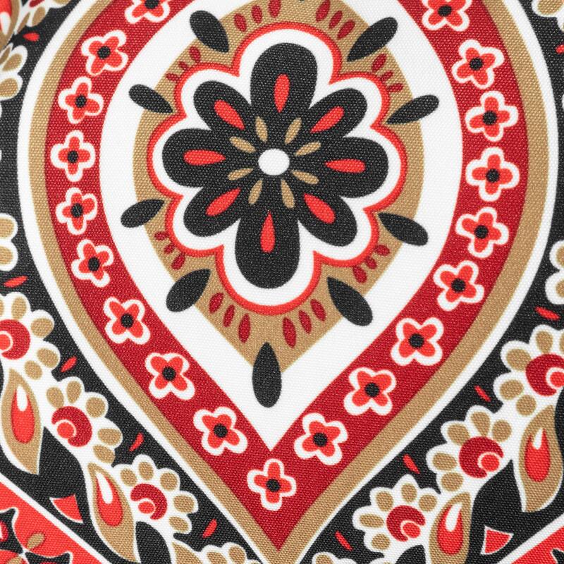 Patio 2-Piece Swivel Bar Stools with Red Cushions, Black