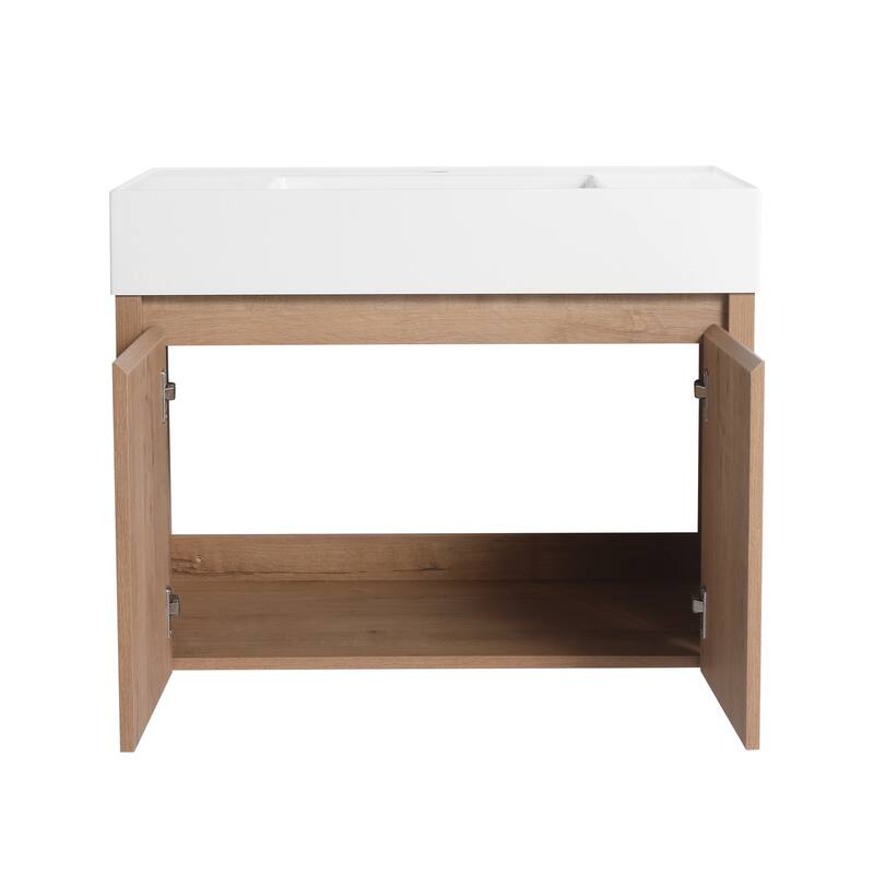 30" Floating Bathroom Vanity with Sink, Wall Mounted Bathroom Vanity with Soft Close Door