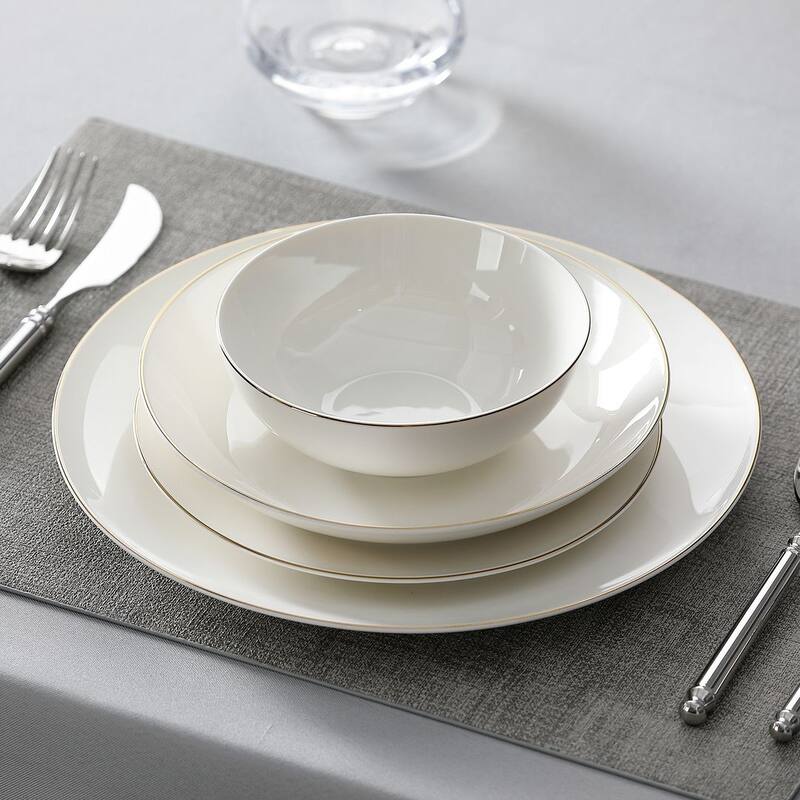 MALACASA 16-Piece New Bone China Dinnerware Set, Service for 4