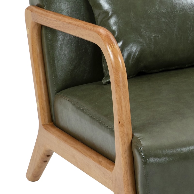 Mid Century Solid Wood Upholstered Accent Chair
