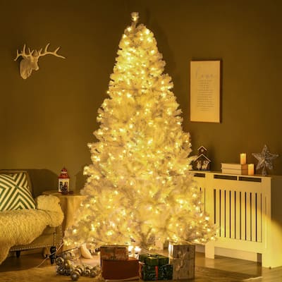 7.5ft Pre-Lit Christmas Tree with 1518 Realistic Branches, 500 LED Lights, Easy Setup Xmas Tree for Home Holiday Decoration
