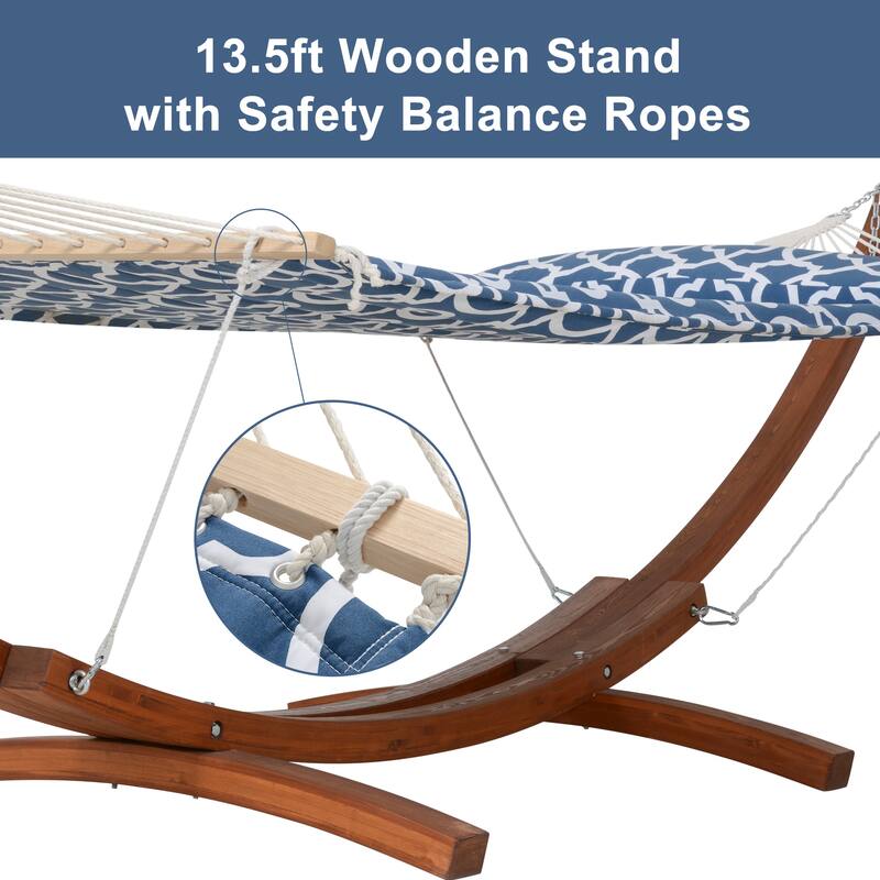Double Spreader Bar Hammock With 13.5 ft. Wooden Stand - 162*55.1*48.8