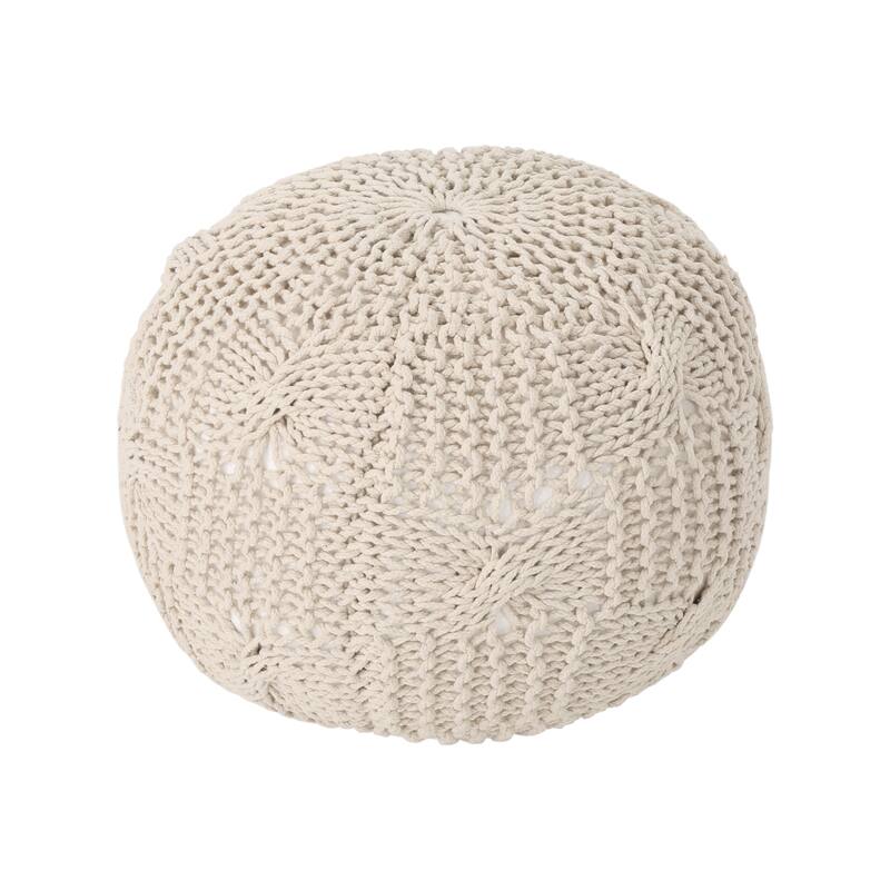 Bordeaux Knitted Cotton Round Pouf,Comfortable choice, multiple functions, classic design, and cozy cornersCoral