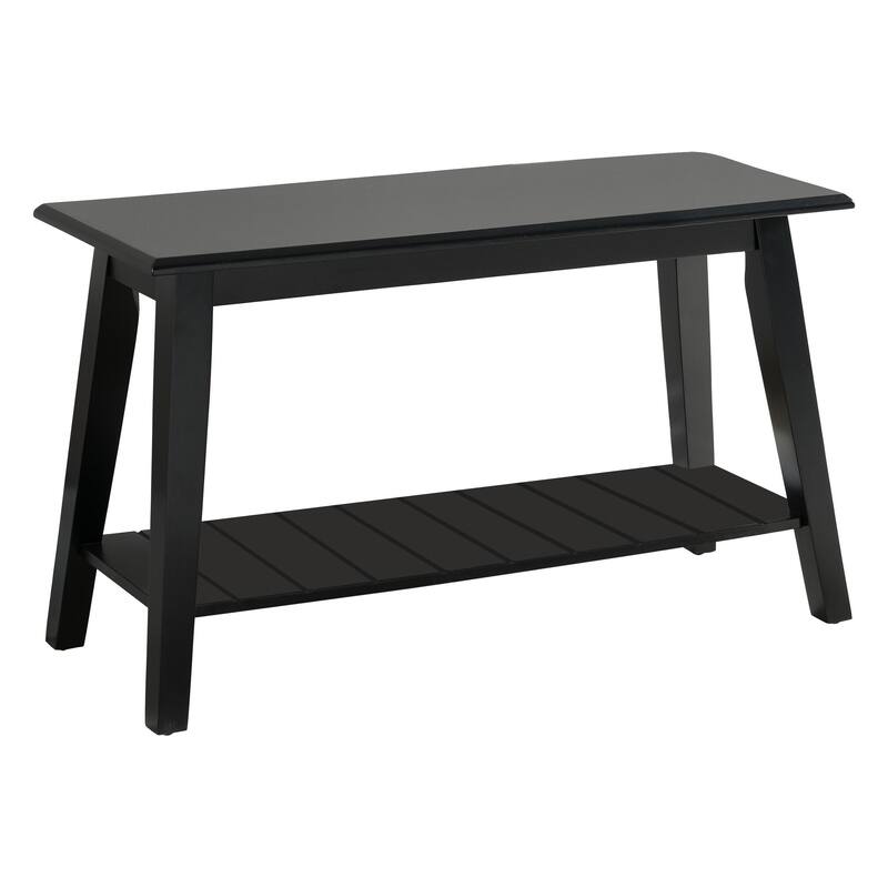 Wood Bench with Storage Shelf, Black