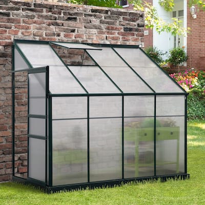 Outsunny Walk-In Garden Aluminum Polycarbonate Greenhouse with Roof Vent for Plants Herbs Vegetables