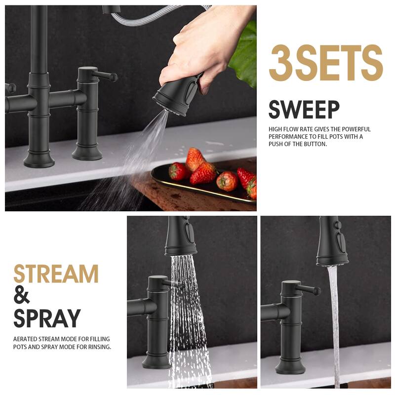 Dornberg 2-handle Bridge Kitchen Faucet With Pull-out Sprayer