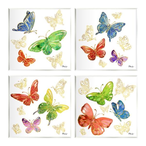 Stupell Vivid Glam Butterflies 4 Piece Wall Plaque Art Set Design by ...