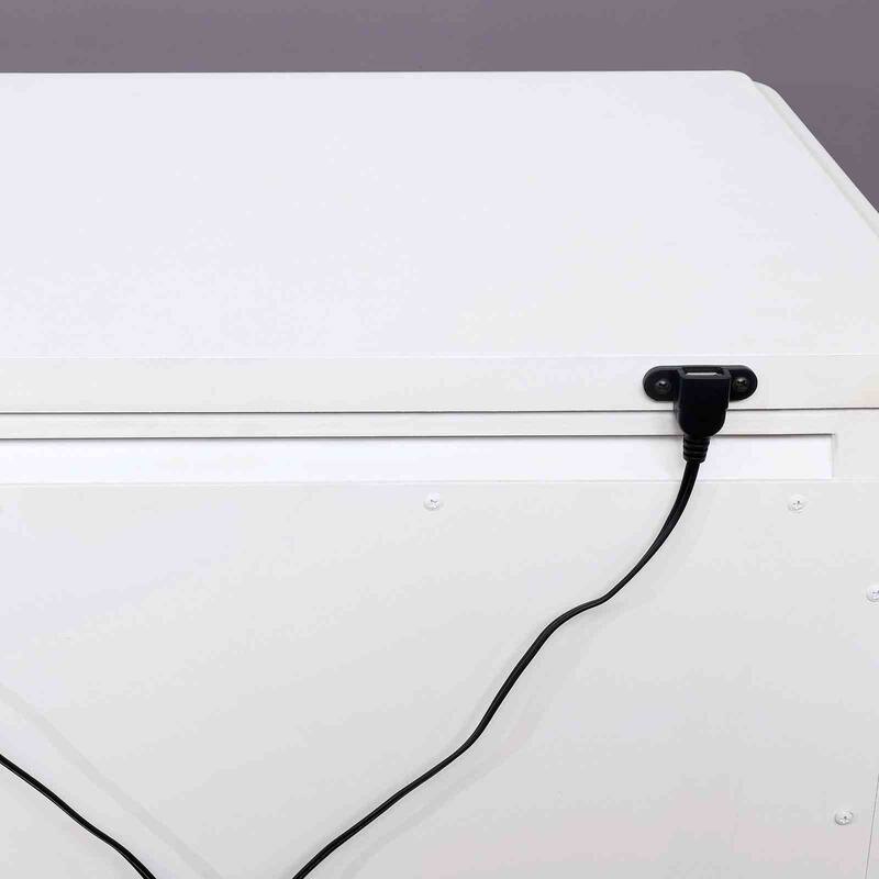 White Finish Traditional Bedroom Furniture Set with USB Bed Nightstand Dresser Mirror Chest