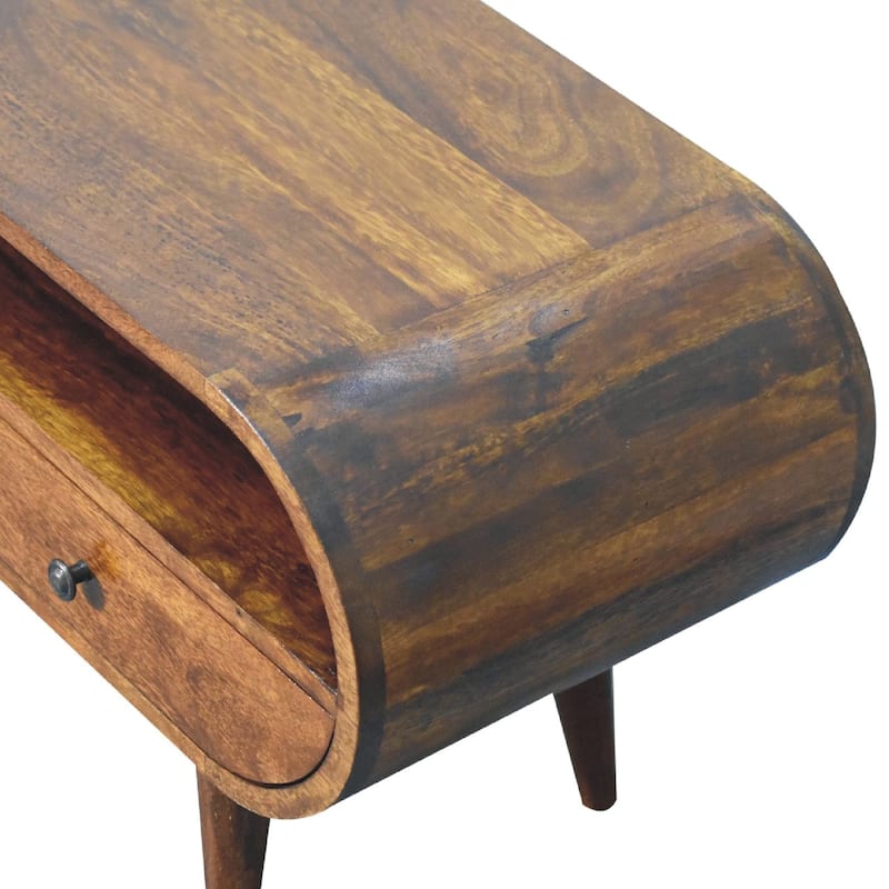 Artisan Furniture Solid Wood Chestnut Circular TV Stand, 1 Shelf and 1 Drawer