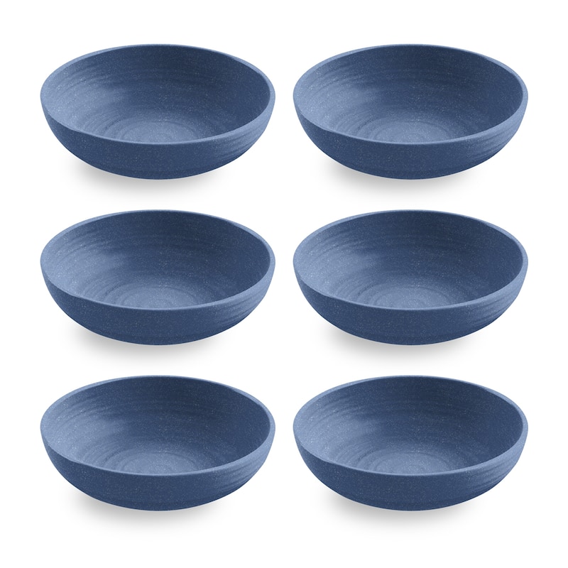 Abode Homwares by TarHong Planta Artisan Low Bowl, 8"/ 43.3 oz.Set of 6 - Blue