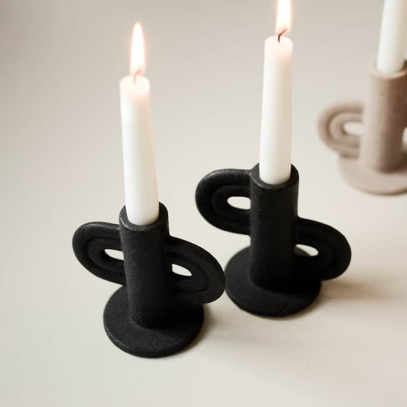 Swirl Slide Ceramic Tabletop Candle Holder - 4.5"