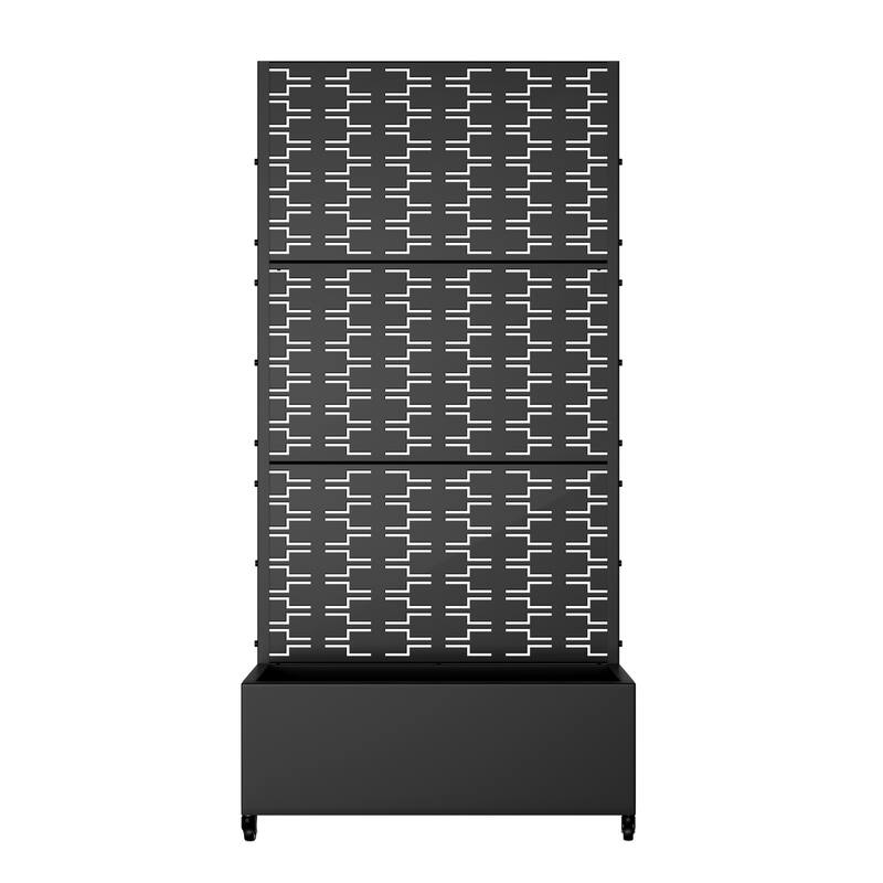 Metal Movable Planter Box with Trellis Privacy Screen Planter Box with Lockable Wheels