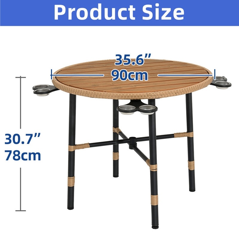 Moasis 5-piece Rattan Outdoor Patio Dining Set, Wicker Dining Chairs Table with Umbrella Hole