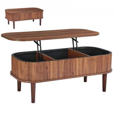 Mid-Century Lift-Top Coffee Table with Storage Compartments - 39.4 x 19 x 16 in