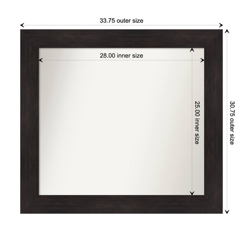 Furniture Espresso Framed Non-Beveled Custom Wall Mirror, Bathroom Vanity Mirror - Outer Size: 33.75 x 30.75