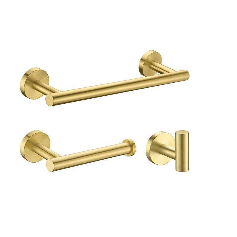 Interbath 3 Pieces Bathroom Hardware Accessories Set - Brushed Gold
