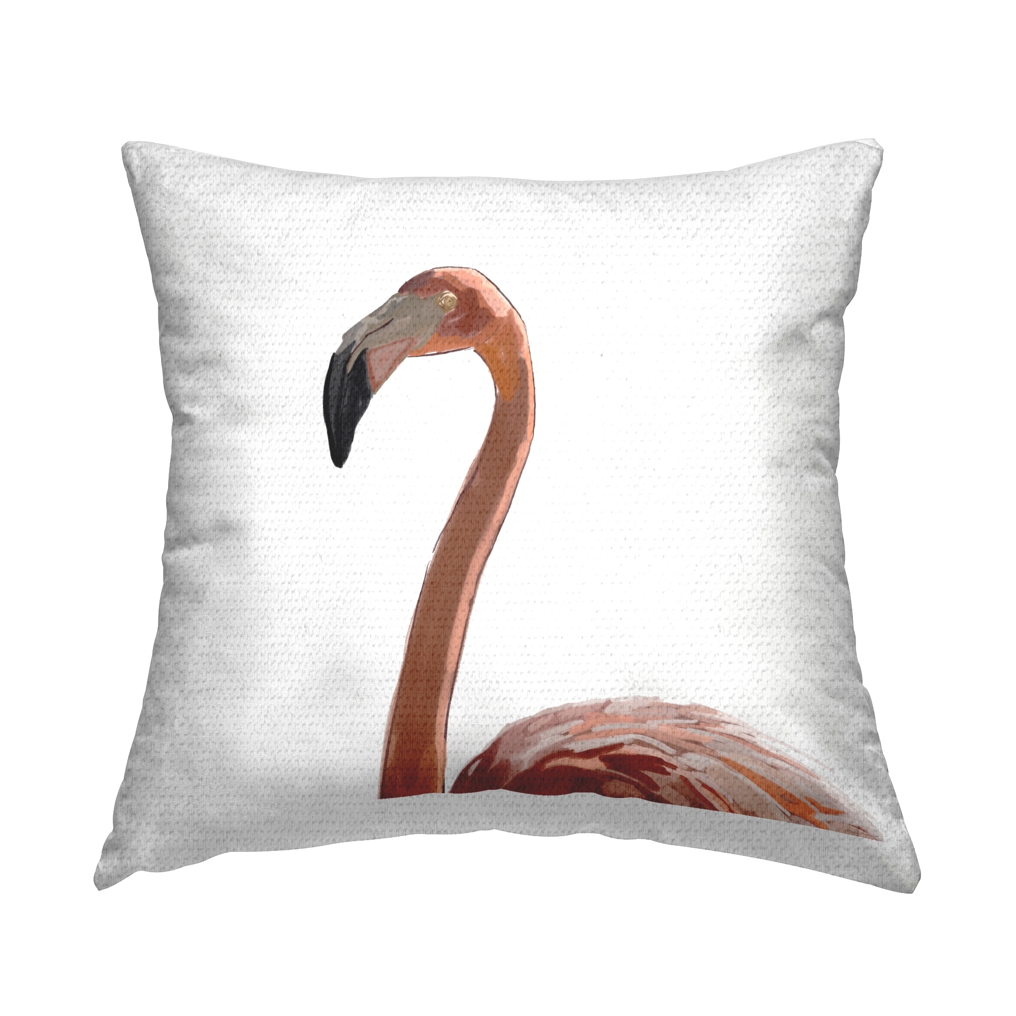 Stupell Flamingo Bird Casual White Portrait Printed Outdoor Throw Pillow Design by Amelia Noyes