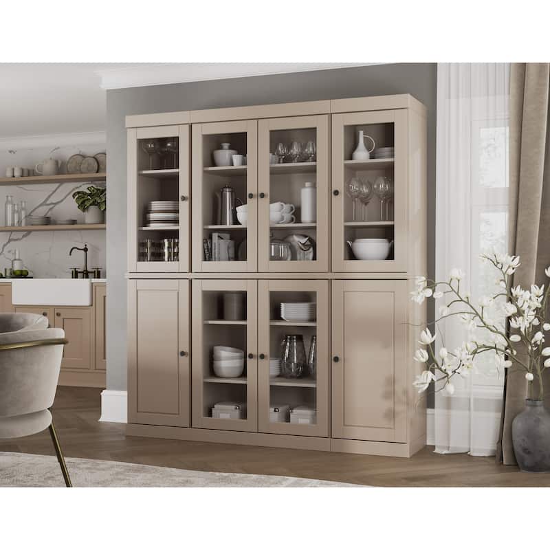 Palace Imports 100% Solid Wood 65" Kitchen China Pantry Cabinet - 65" x 71.5" - Beige - 6 Clear Glass-2 Solid