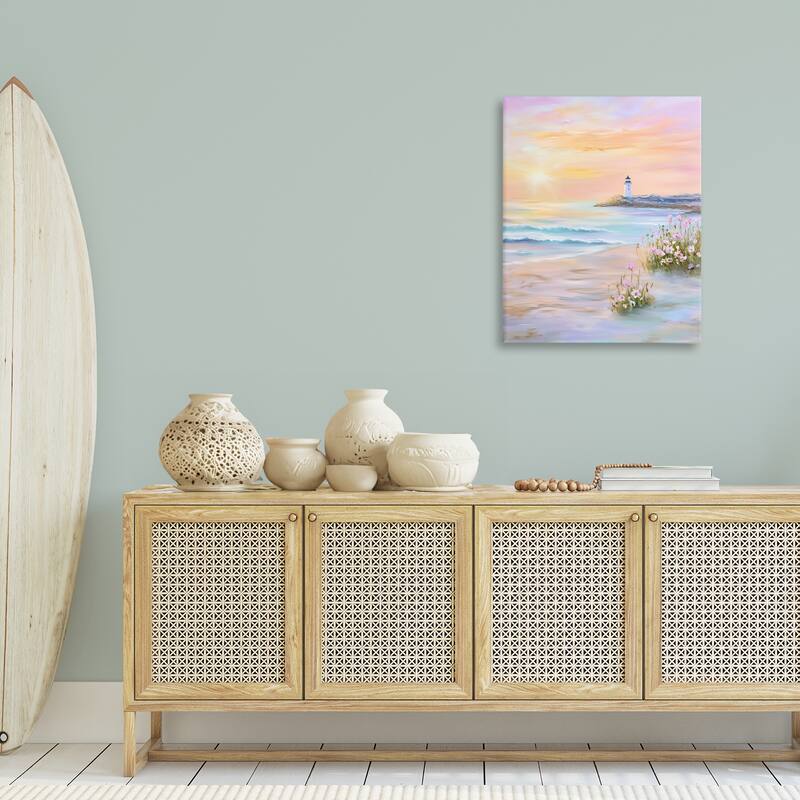 Stupell Warm Sunrise with Distant Lighthouse Canvas Wall Art Design By Arlington Prints