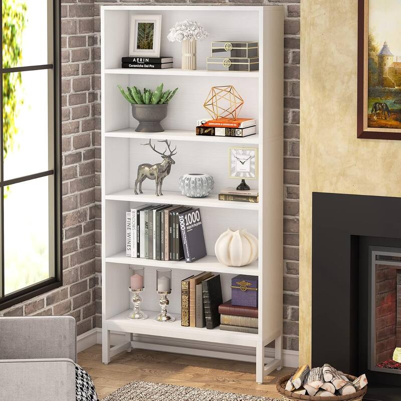 71-Inch Tall Bookcase, Heavy Duty Free-Standing Library Bookshelf with 5-Tier Shelves for Living Room