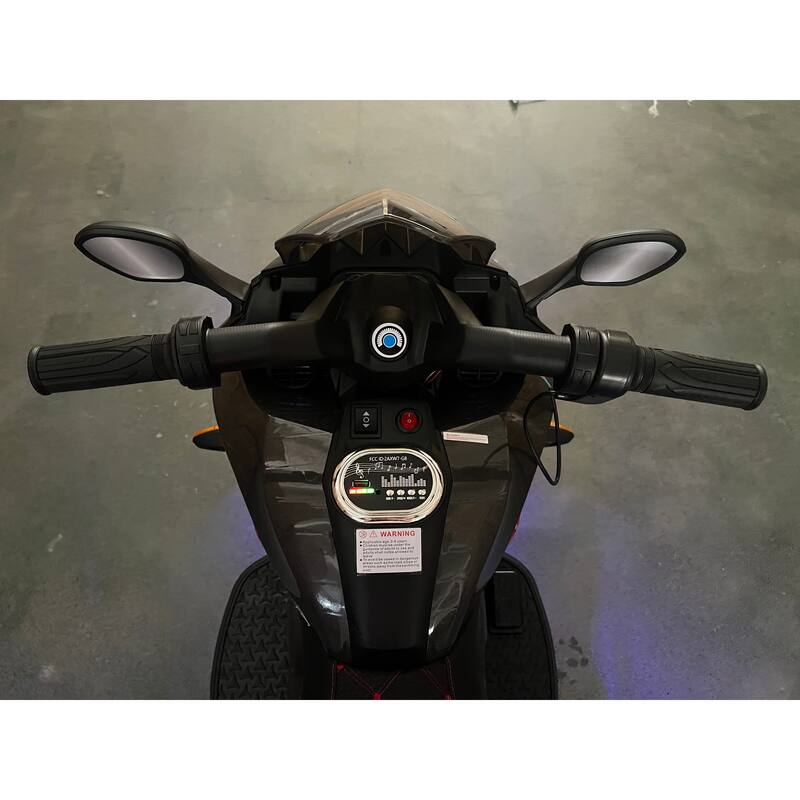 12V Kids Electric Ride-On Motorcycle with Manual Throttle, LED Wheel Lights, Bluetooth Music- Battery Powered Motorbike